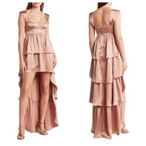 WeWoreWhat high low satin corset dress